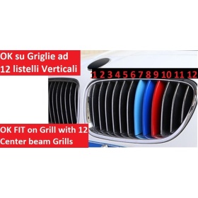 X3 Streifen Kühlergrill Abdeckung Für Bmw 5er (F10 F11) BIS 2013 PRE FACELIFT in farben M Sport