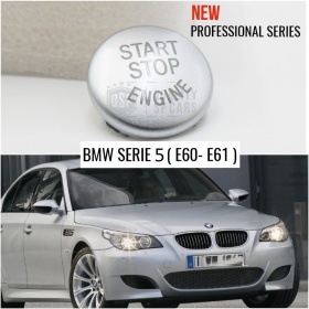 TASTO PULSANTE D'ACCENSIONE MOTORE "START STOP ENGINE" GRIGIO SILVER IN ABS PER BMW SERIE 5 E60/61 Antigraffio NO IMPRONTA