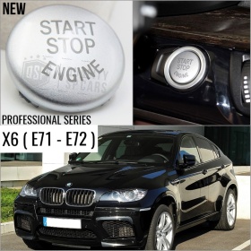 TASTO PULSANTE D'ACCENSIONE MOTORE "START STOP ENGINE" GRIGIO SILVER IN ABS PER BMW SERIE X6 E71 E72 Antigraffio NO IMPRONTA