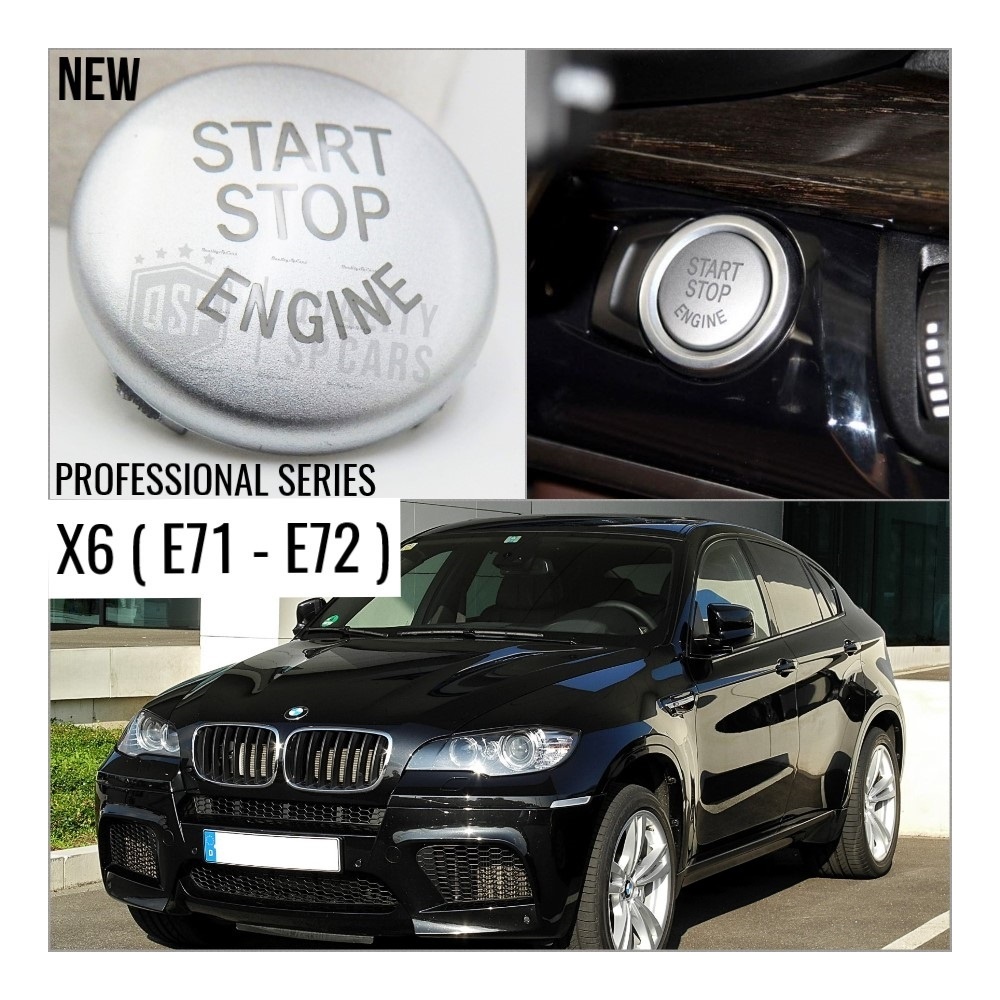 TASTO PULSANTE D'ACCENSIONE MOTORE "START STOP ENGINE" GRIGIO SILVER IN ABS PER BMW SERIE X6 E71 E72 Antigraffio NO IMPRONTA TASTO PULSANTE D'ACCENSIONE MOTORE "START STOP ENGINE" GRIGIO SILVER IN ABS PER BMW SERIE X6 E71 E72 Antigraffio NO IMPRONTA