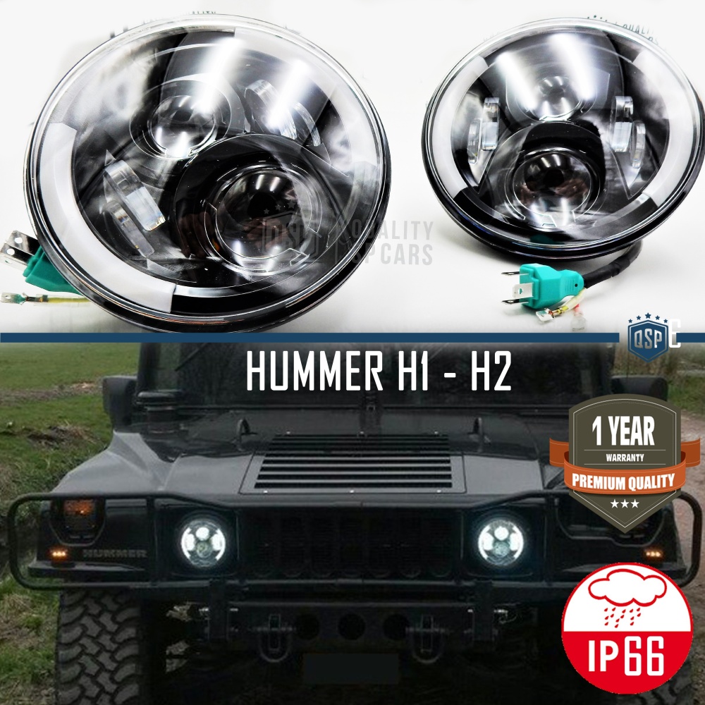 X2 Faros Delanteros LED 7" Pulgadas, 6500K para HUMMER H1 H2 Luces de Estacionamiento - Luces de Cruce - Luces de Carretera - Angel Eyes - Intermitente X2 Faros Delanteros LED 7" Pulgadas, 6500K para HUMMER H1 H2 Luces de Estacionamiento - Luces de Cruce - Luces de Carretera - Angel Eyes - Intermitente