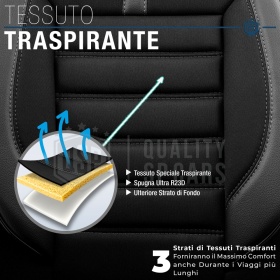 FUNDAS DE ASIENTO para Isuzu D-Max en CUERO PU y Tejido | COMPLETO Delantero + Trasero | Certificados TÜV