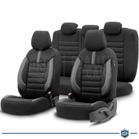FUNDAS DE ASIENTO para Isuzu D-Max en CUERO PU y Tejido | COMPLETO Delantero + Trasero | Certificados TÜV