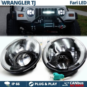 2 FARI LED 7'' Per JEEP WRANGLER TJ 6500K Bianco Puro | Angel Eyes DRL, Posizione, Frecce, Anabb, Abba