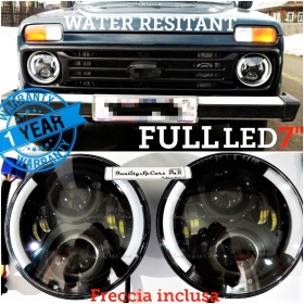 X2 Full LED 7" Inches Headlights 6500K for LADA NIVA HEADLIGHT Parking Lights - Low Beam - High Beam - Angel Eyes - Turn Light