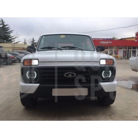 X2 Full LED 7" Inches Headlights 6500K for LADA NIVA HEADLIGHT Parking Lights - Low Beam - High Beam - Angel Eyes - Turn Light