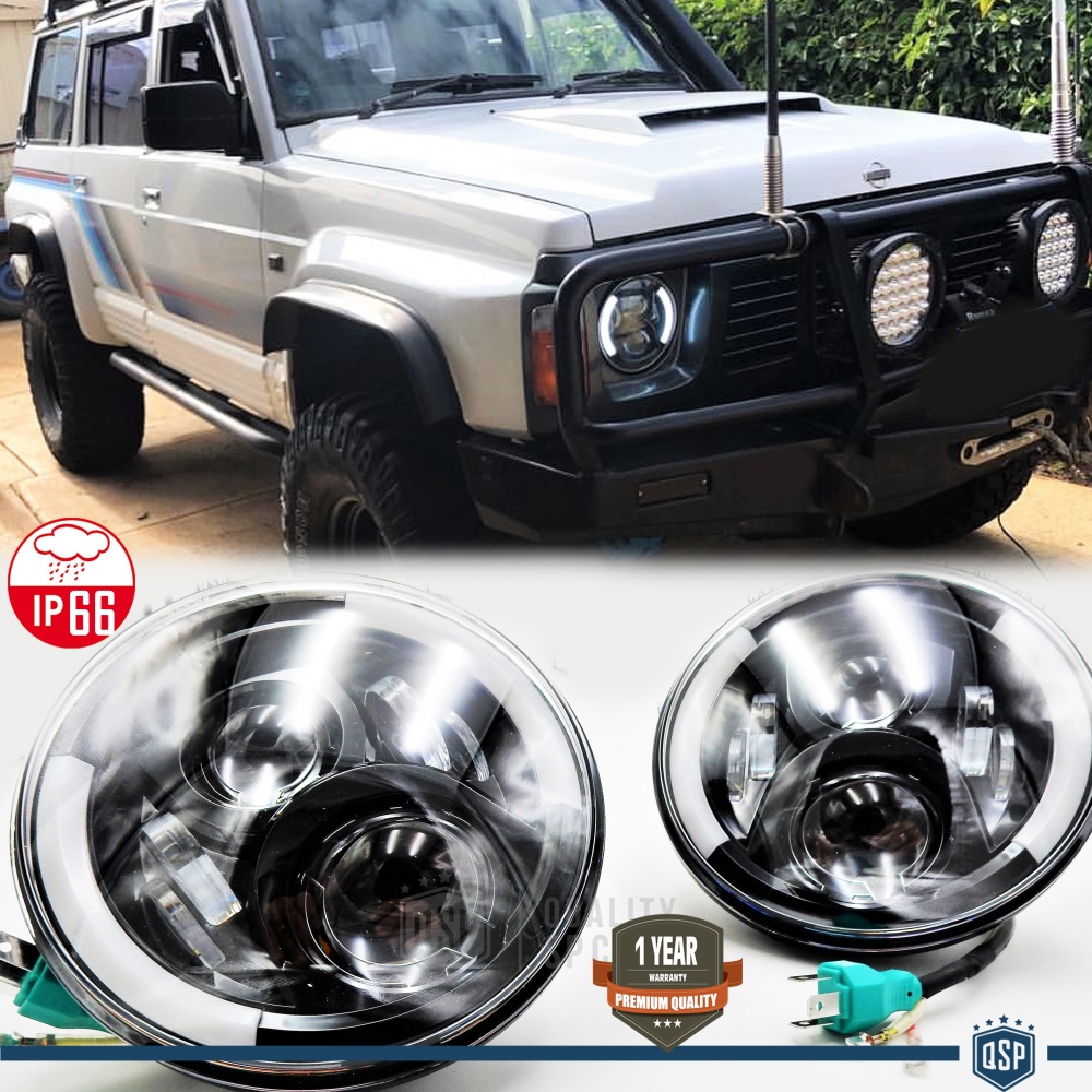 X2 Faros Delanteros LED 7" Pulgadas, 6500K para NISSAN PATROL GR (Y60) Luces de Estacionamiento - Luces de Cruce - Luces de Carretera - Angel Eyes - Intermitente X2 Faros Delanteros LED 7" Pulgadas, 6500K para NISSAN PATROL GR (Y60) Luces de Estacionamiento - Luces de Cruce - Luces de Carretera - Angel Eyes - Intermitente