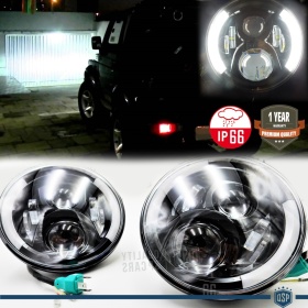 X2 Faros Delanteros LED 7" Pulgadas, 6500K para SUZUKI JIMNY Luces de Estacionamiento - Luces de Cruce - Luces de Carretera - Angel Eyes - Intermitente