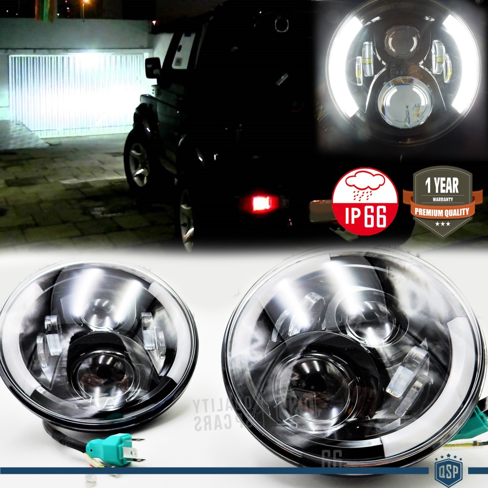 X2 Faros Delanteros LED 7" Pulgadas, 6500K para SUZUKI JIMNY Luces de Estacionamiento - Luces de Cruce - Luces de Carretera - Angel Eyes - Intermitente X2 Faros Delanteros LED 7" Pulgadas, 6500K para SUZUKI JIMNY Luces de Estacionamiento - Luces de Cruce - Luces de Carretera - Angel Eyes - Intermitente