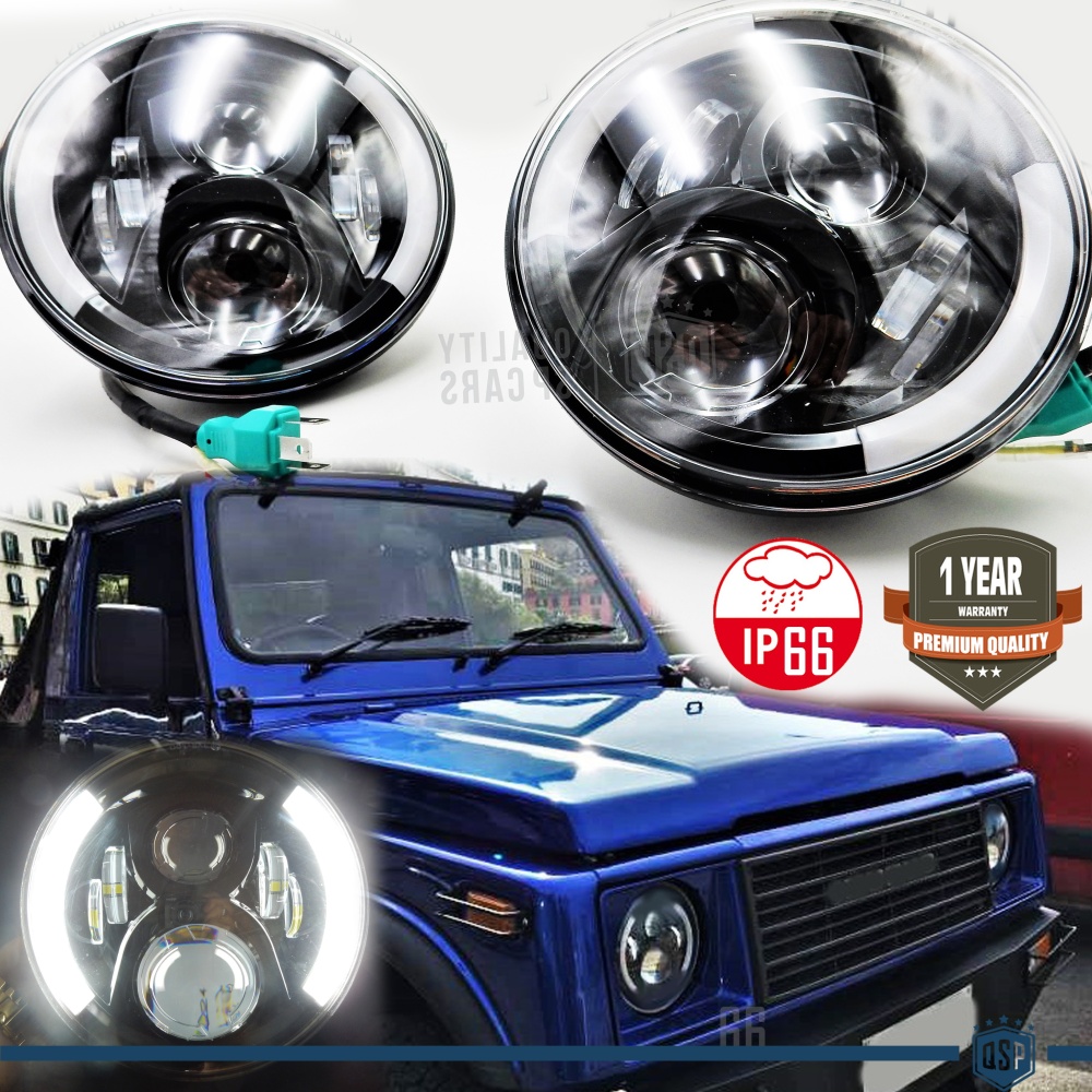 X2 Faros Delanteros LED 7" Pulgadas, 6500K para SUZUKI SAMURAI SJ SANTANA Luces de Estacionamiento - Luces de Cruce - Luces de Carretera - Angel Eyes - Intermitente X2 Faros Delanteros LED 7" Pulgadas, 6500K para SUZUKI SAMURAI SJ SANTANA Luces de Estacionamiento - Luces de Cruce - Luces de Carretera - Angel Eyes - Intermitente