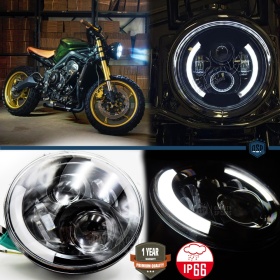 X1 Faro Delanteros LED 7" Pulgadas, 6500K para HARLEY DAVINDSON BOBBER SPORTSER DYNA Luces de Estacionamiento - Luces de Cruce - Luces de Carretera - Angel Eyes - Intermitente