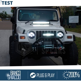 2 Full LED 7" Inches Headlights 6500K for JEEP WRANGLER TJ 6500K Ice White | Parking Lights + Low + High Beam