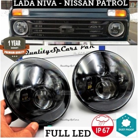 X2 Faros Delanteros LED 7" Pulgadas, 6500K para LADA NIVA Luces de Estacionamiento - Luces de Cruce - Luces de Carretera