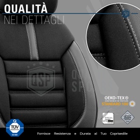FUNDAS DE ASIENTO para Ssangyong Rexton en CUERO PU y Tejido | COMPLETO Delantero + Trasero | Certificados TÜV