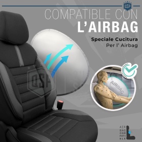 FUNDAS DE ASIENTO para Ssangyong Rexton en CUERO PU y Tejido | COMPLETO Delantero + Trasero | Certificados TÜV
