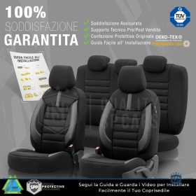 FUNDAS DE ASIENTO para Ssangyong Rexton en CUERO PU y Tejido | COMPLETO Delantero + Trasero | Certificados TÜV