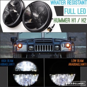 X2 Faros Delanteros LED 7" Pulgadas, 6500K para HUMMER H1 H2 Luces de Estacionamiento - Luces de Cruce - Luces de Carretera