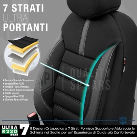 FUNDAS DE ASIENTO para Ssangyong Musso en CUERO PU y Tejido | COMPLETO Delantero + Trasero | Certificados TÜV