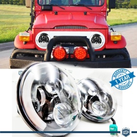 X2 Faros Delanteros LED 7" Pulgadas, 6500K para LAND CRUISER BJ, FJ, Luces de Estacionamiento - Luces de Cruce - Luces de Carretera - Angel Eyes - Intermitente