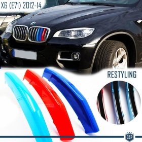 3x Grille COVER STRIPES in Colors M Sport for BMW X6 E71 Facelift 2012-2014 in Rigid ABS