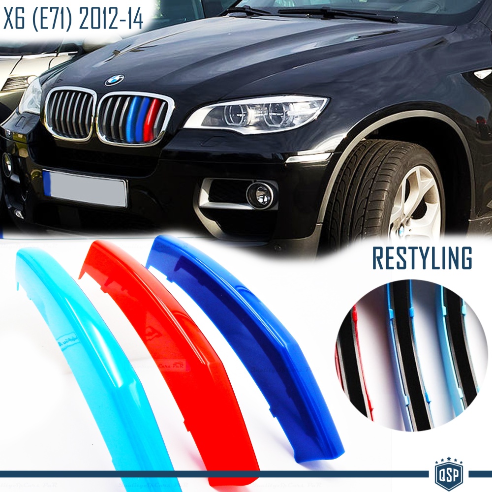 3x Grille COVER STRIPES in Colors M Sport for BMW X6 E71 Facelift 2012-2014 in Rigid ABS 3x Grille COVER STRIPES in Colors M Sport for BMW X6 E71 Facelift 2012-2014 in Rigid ABS