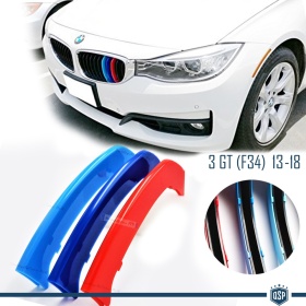 3x Grille COVER STRIPES in Colors M Sport for BMW 3 Series GT F34 with 11 vertical grills
