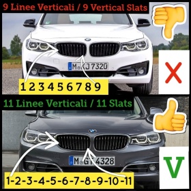 3x Grille COVER STRIPES in Colors M Sport for BMW 3 Series GT F34 with 11 vertical grills