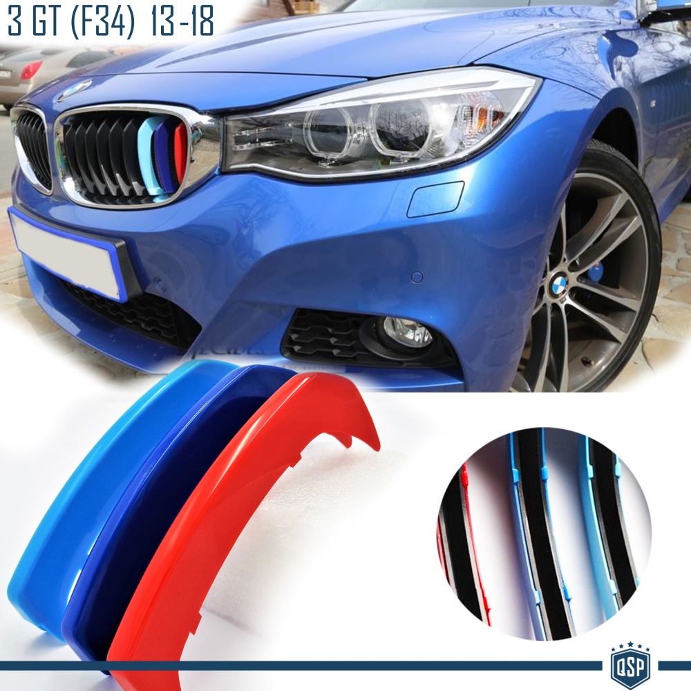 X3 Streifen Kühlergrill Abdeckung Für Bmw 3er GT (F34) Mit 9 Vertikale BAnder in FArben M Sport