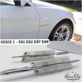 X2 Intermitentes de LED Para BMW Serie 1 E82 E81 E87 E88, 100% CANBUS Plug & Play Lente BLANCA Raya CROMADA