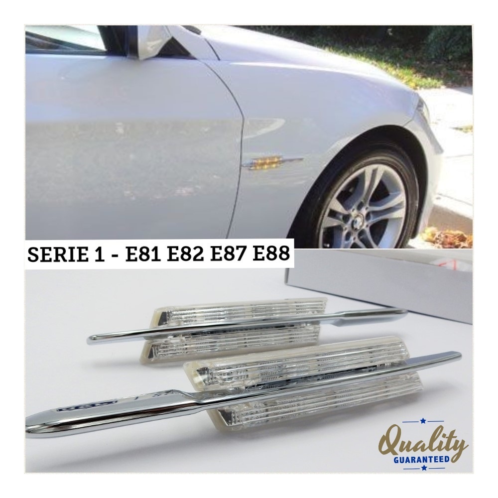 X2 Intermitentes de LED Para BMW Serie 1 E82 E81 E87 E88, 100% CANBUS Plug & Play Lente BLANCA Raya CROMADA X2 Intermitentes de LED Para BMW Serie 1 E82 E81 E87 E88, 100% CANBUS Plug & Play Lente BLANCA Raya CROMADA