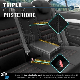 FUNDAS DE ASIENTO para Ssangyong Rexton en CUERO PU, Tejido, Costuras ROJAS | COMPLETO Delantero + Trasero | Certificados TÜV