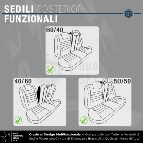 FUNDAS DE ASIENTO para Ssangyong Rexton en CUERO PU, Tejido, Costuras ROJAS | COMPLETO Delantero + Trasero | Certificados TÜV