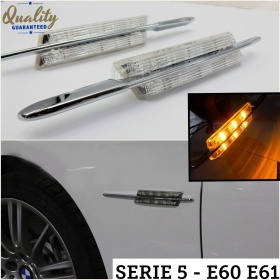 X2 Intermitentes de LED Para BMW Serie 5 E60 E61 100% CANBUS Plug & Play Lente BLANCA Raya CROMADA