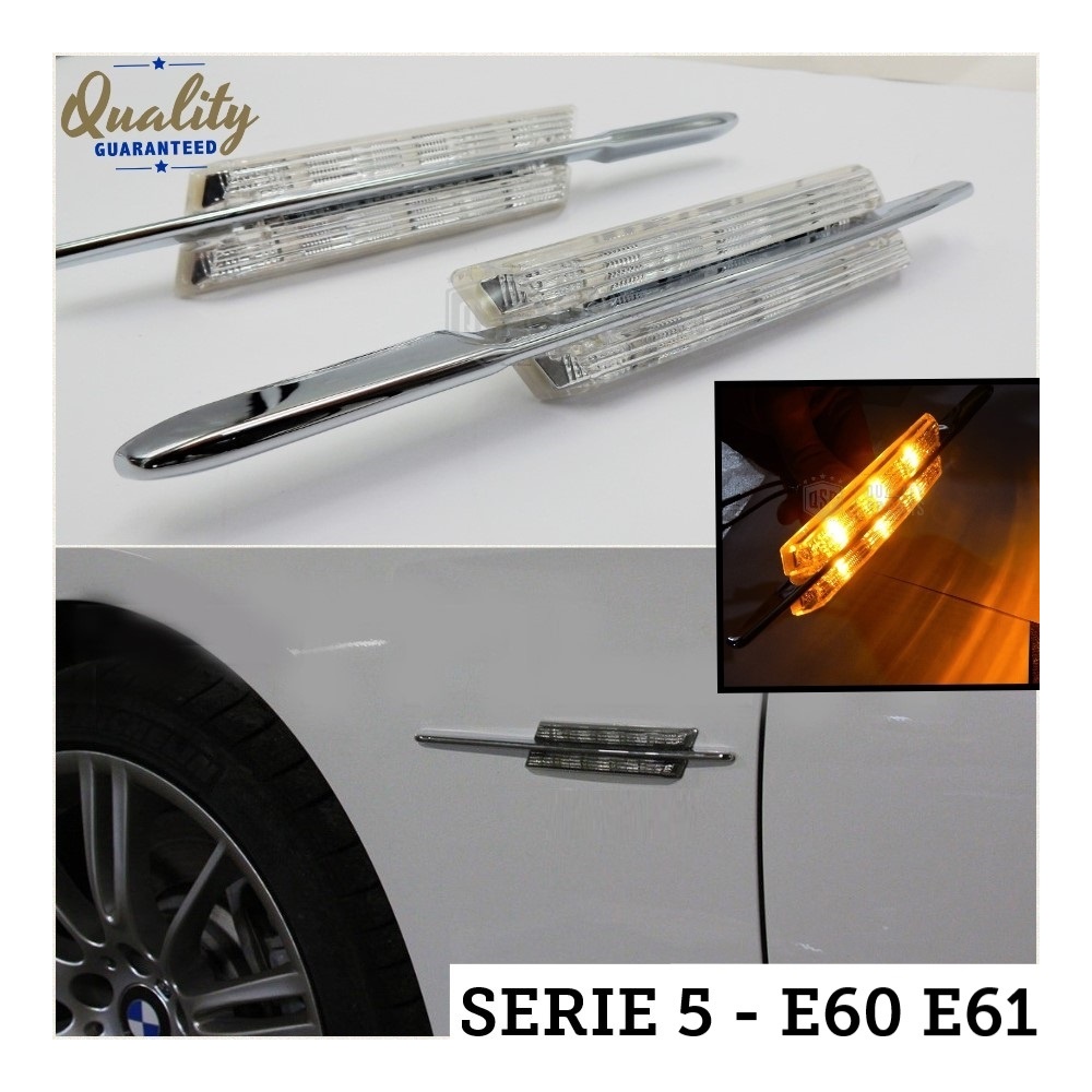 X2 Intermitentes de LED Para BMW Serie 5 E60 E61 100% CANBUS Plug & Play Lente BLANCA Raya CROMADA X2 Intermitentes de LED Para BMW Serie 5 E60 E61 100% CANBUS Plug & Play Lente BLANCA Raya CROMADA