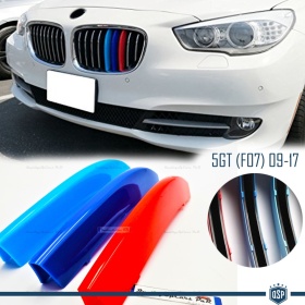 3x Grille COVER STRIPES in Colors M Sport for BMW 5 GT Series (F07) with 9 vertical grills