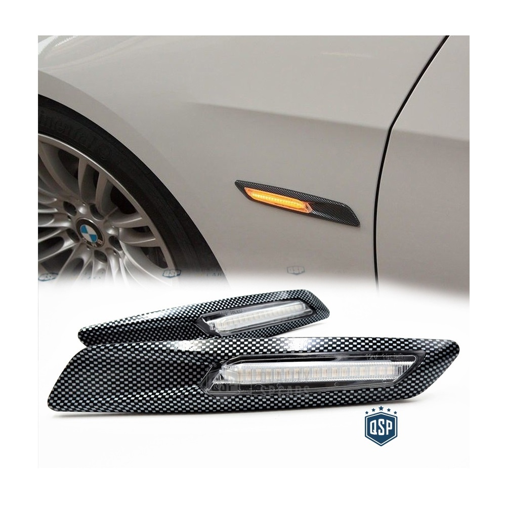 2 Intemitentes LED para BMW Serie 1 E82 E81 E87 E88, 100% CANBUS Sin Errores Estructura en ABS Carbon + Lente Blanca 2 Intemitentes LED para BMW Serie 1 E82 E81 E87 E88, 100% CANBUS Sin Errores Estructura en ABS Carbon + Lente Blanca
