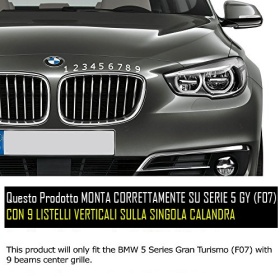 3x Grille COVER STRIPES in Colors M Sport for BMW 5 GT Series (F07) with 9 vertical grills