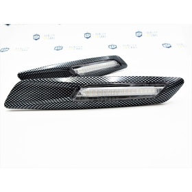2 Blinkern-LED für BMW 3er E90 E91 E92 E93, 100% CANBUS ABS-Gehäuse Kohlenstoff + Rauchglas Weiß