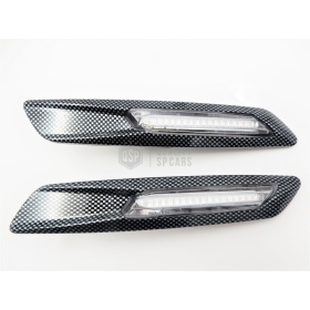 2 Blinkern-LED für BMW 3er E90 E91 E92 E93, 100% CANBUS ABS-Gehäuse Kohlenstoff + Rauchglas Weiß