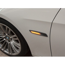 2 Blinkern-LED für BMW 3er E90 E91 E92 E93, 100% CANBUS ABS-Gehäuse Kohlenstoff + Rauchglas Weiß