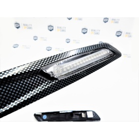 2 Blinkern-LED für BMW 3er E90 E91 E92 E93, 100% CANBUS ABS-Gehäuse Kohlenstoff + Rauchglas Weiß