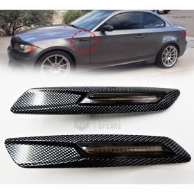 2 Intemitentes LED para BMW Serie 1 E82 E81 E87 E88 100% CANBUS Sin Errores Estructura en ABS Carbon + Lente Negra