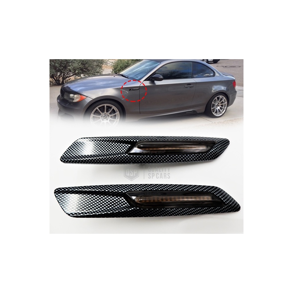 2 Intemitentes LED para BMW Serie 1 E82 E81 E87 E88 100% CANBUS Sin Errores Estructura en ABS Carbon + Lente Negra 2 Intemitentes LED para BMW Serie 1 E82 E81 E87 E88 100% CANBUS Sin Errores Estructura en ABS Carbon + Lente Negra