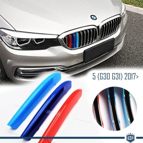 3x Rigid ABS Grille COVER for BMW 5 SERIES (G30 G31) STRIPES in M Sport Colours