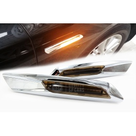 2 Intemitentes 18 LED SMD para BMW Serie 5 E60 E61 E88 100% CANBUS Sin Errores Estructura en ABS Cromada + Lente Negra Certificacion E9