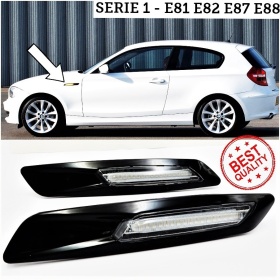 Coppia Frecce Laterali FULL LED per BMW Serie 1 E82 E81 E87 E88 100% CANBUS Scocca ABS Nera + Lente Bianca