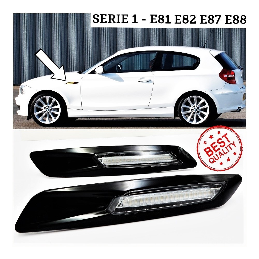 Coppia Frecce Laterali FULL LED per BMW Serie 1 E82 E81 E87 E88 100% CANBUS Scocca ABS Nera + Lente Bianca Coppia Frecce Laterali FULL LED per BMW Serie 1 E82 E81 E87 E88 100% CANBUS Scocca ABS Nera + Lente Bianca