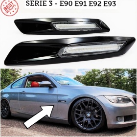 2 Blinkern-LED für BMW 3er E90 E91 E92 E93 100% CANBUS ABS-Gehäuse schwarz + Rauchglas Weiß