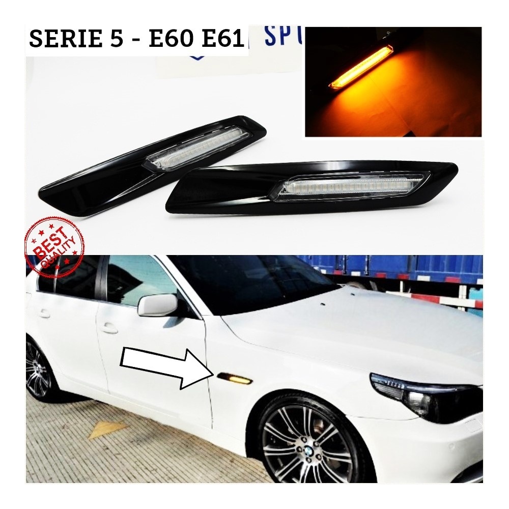2 Side Marker 18 LEDS for BMW 5 Series E60 E61 E88 100% CANBUS no Error Black ABS Body + White Lens 2 Side Marker 18 LEDS for BMW 5 Series E60 E61 E88 100% CANBUS no Error Black ABS Body + White Lens