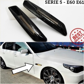 2 Intemitentes LED para BMW Serie 5 E60 E61 100% CANBUS Sin Errores Estructura en ABS Negra + Lente Negra